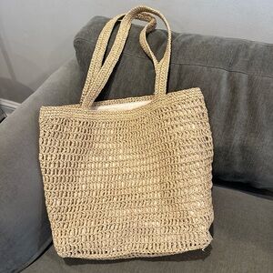 Madewell The Transport Tote Straw Edition Desert Dune